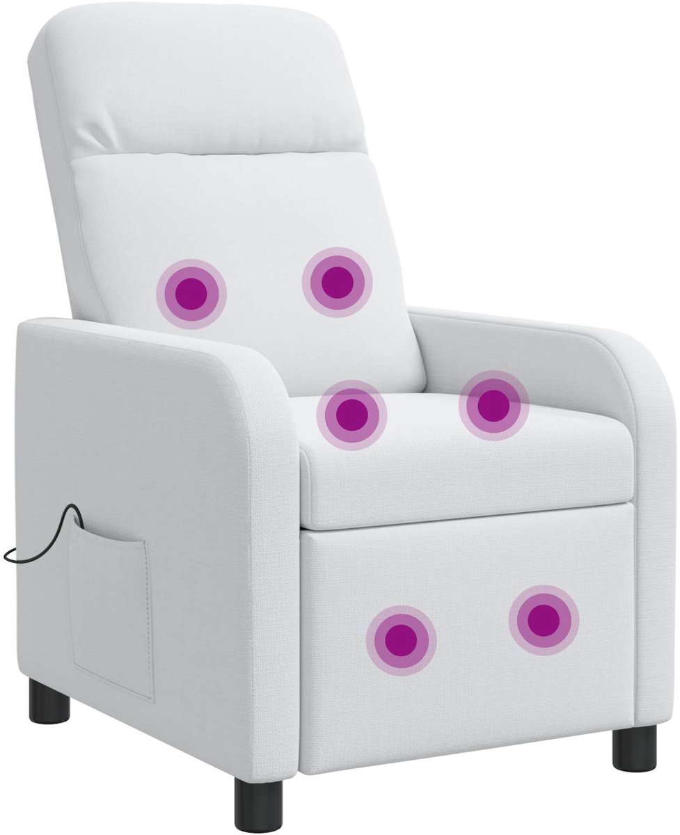 vidaXL Massage - Relaxstoel - Wit - Stof