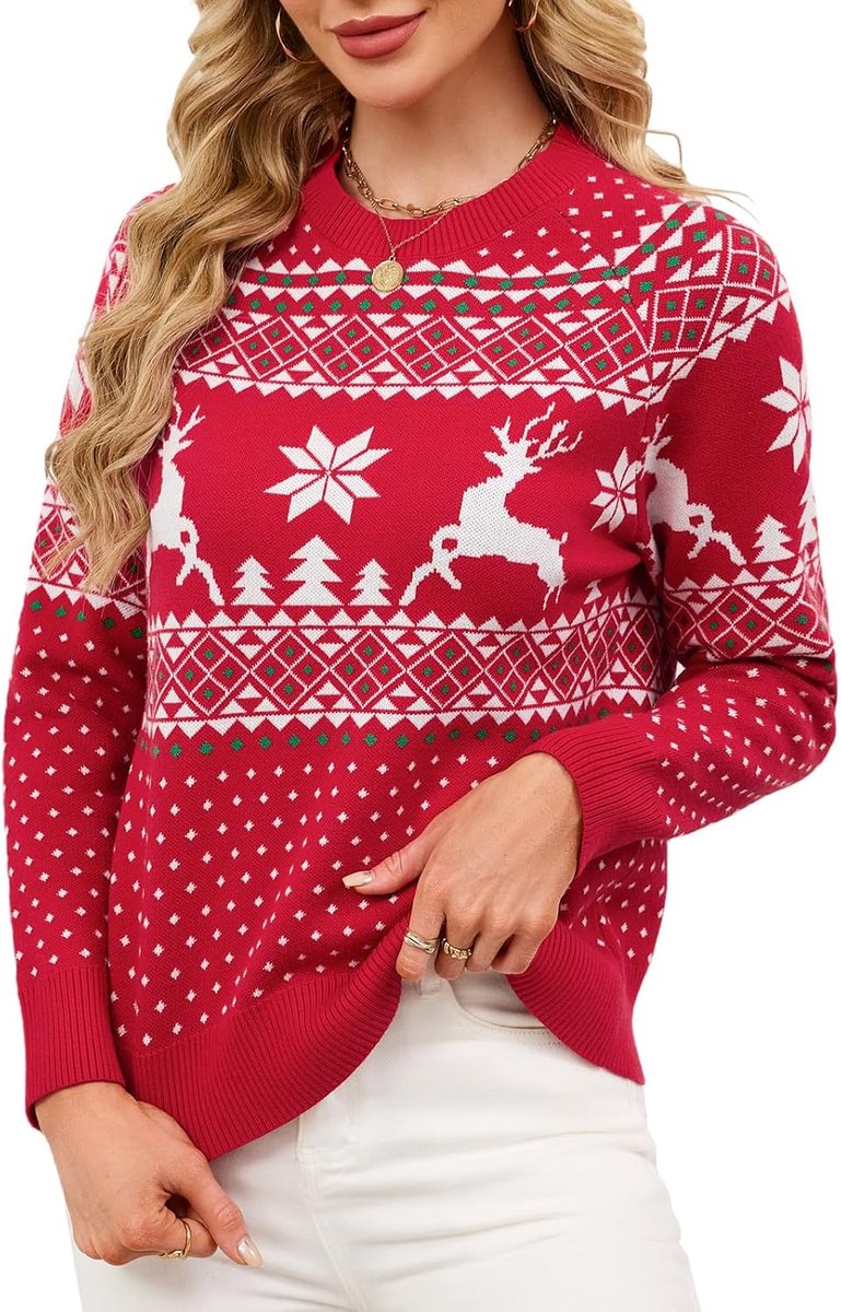 Truien Vrouwen Gebreide Kerst Trui Winter Herfst Dikke Trui Dames Ronde Hals Zachte Warme Tops Gebreide Kleurblok Xmas Jumper
