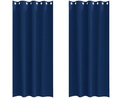 vidaXL - Blackout - Gordijnen - met - Ringen - 2 - st - Donkerblauw - 245 - x - 140 - cm