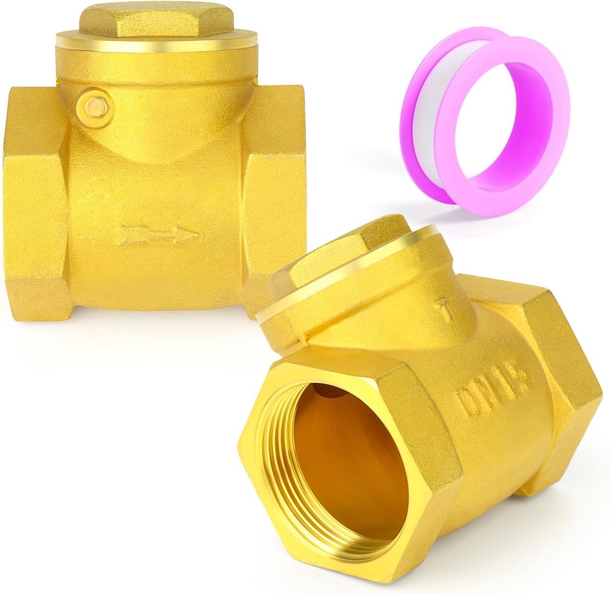 2 stuks messing terugslagklep, 1/2" BSP vrouwelijke terugslagklep, sanitairfitting om terugstroming van medium voor olie, water, gas en lucht te voorkomen