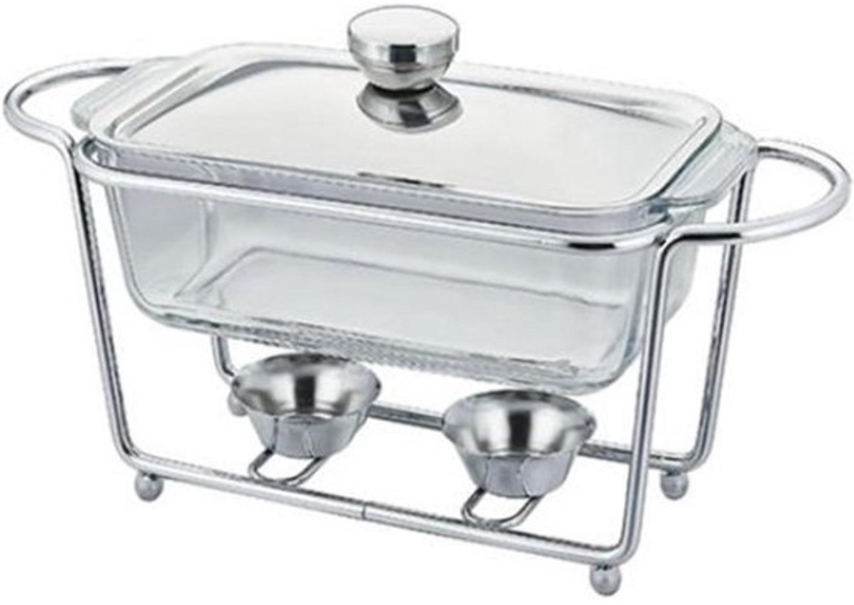 Voedselverwarmer Buffet - Warmhoudplaat RVS - Gerechten Warm Houden - Enkelvoudig Raster - Volledige Maaltijden - Zilverkleurig
