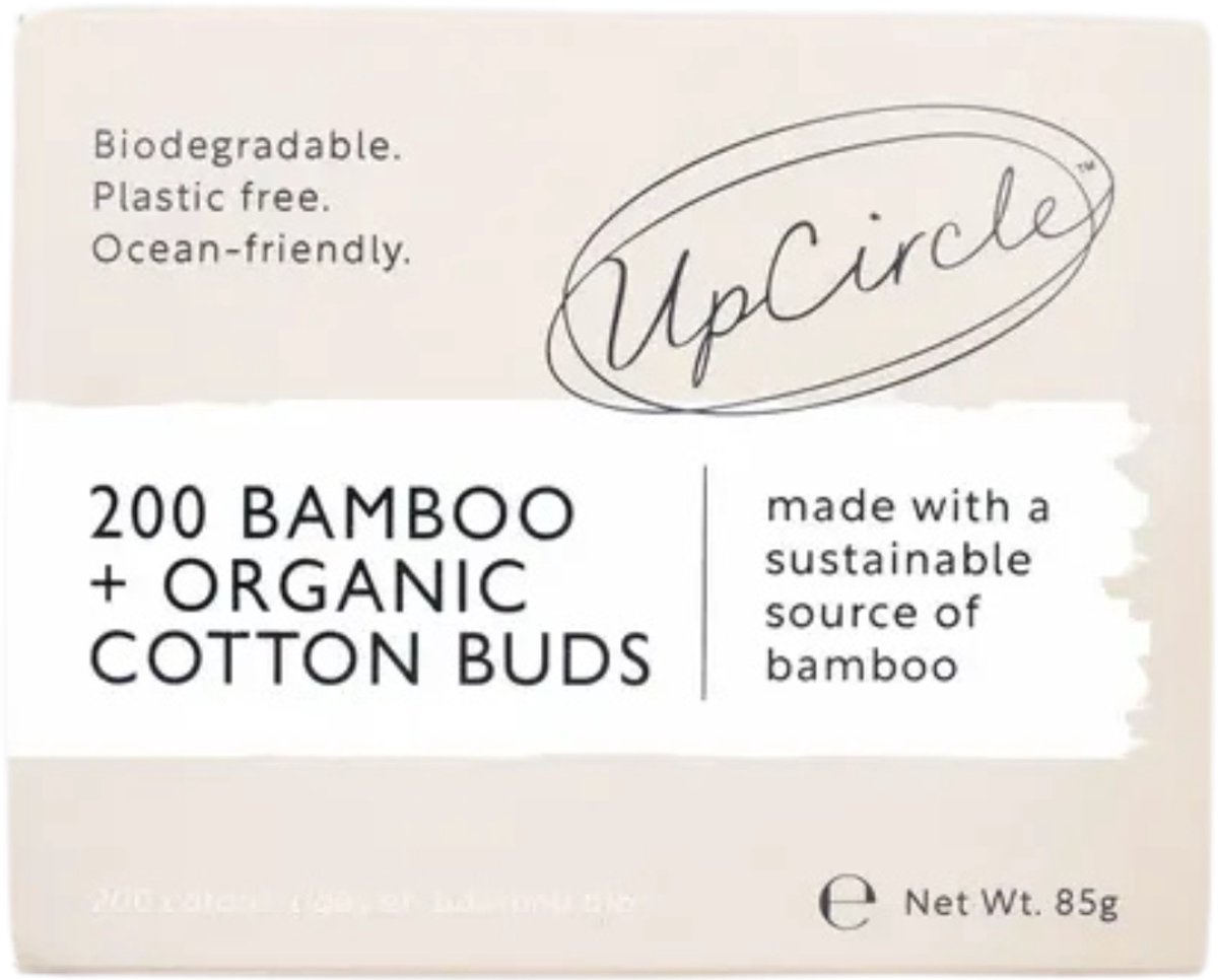 UpCircle Bamboo + Organic Cotton Buds 200 stuks - plasticvrij, biologisch afbreekbaar, vegan, dierproefvrij, voor make-upcorrecties