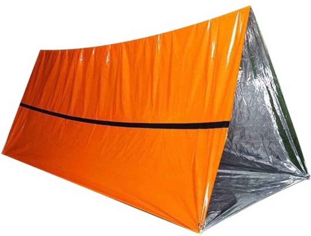 Nood Tent - Overlevingsdeken Isolatie - Buiten Overleven - Scheurvast Thermisch Materiaal - 2 Persoons - Oranje Zilver