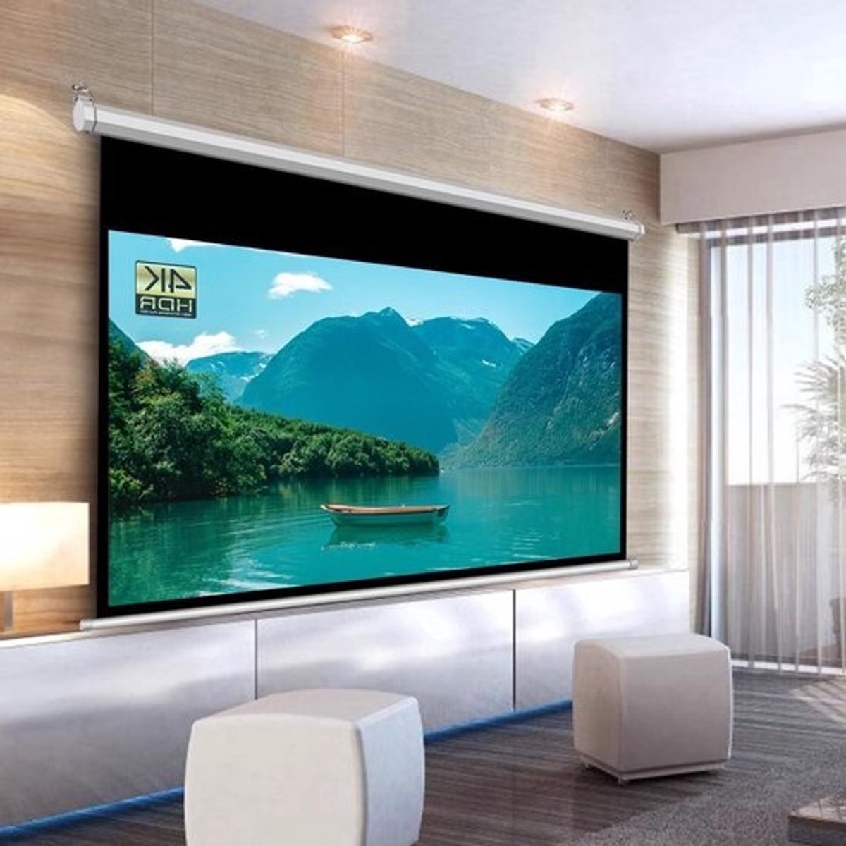 Elektrisch Projectiescherm - Gemotoriseerd Scherm - Films Kijken - Stille Motor - 72 Inch - Wit