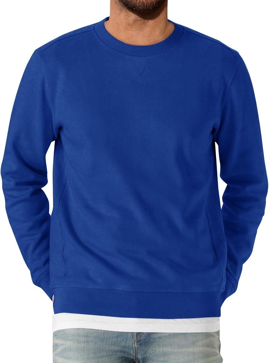 Heren sweatshirt lange mouwen ronde hals pullover mannen licht effen shirt basic vrije tijd sport bovenstuk