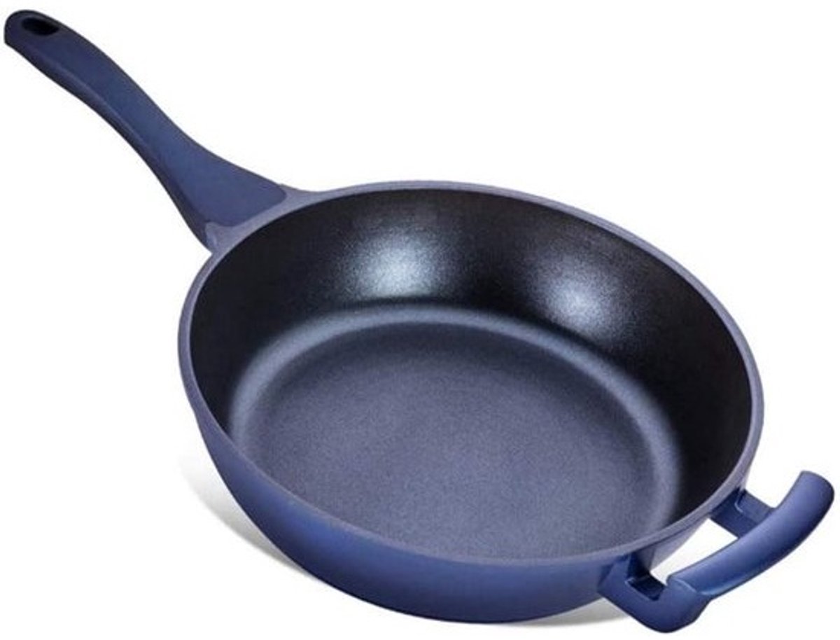 Wok met deksel - Roerbakpan koekenpan - Essentieel koken - Antiaanbaklaag - 28cm - Blauw