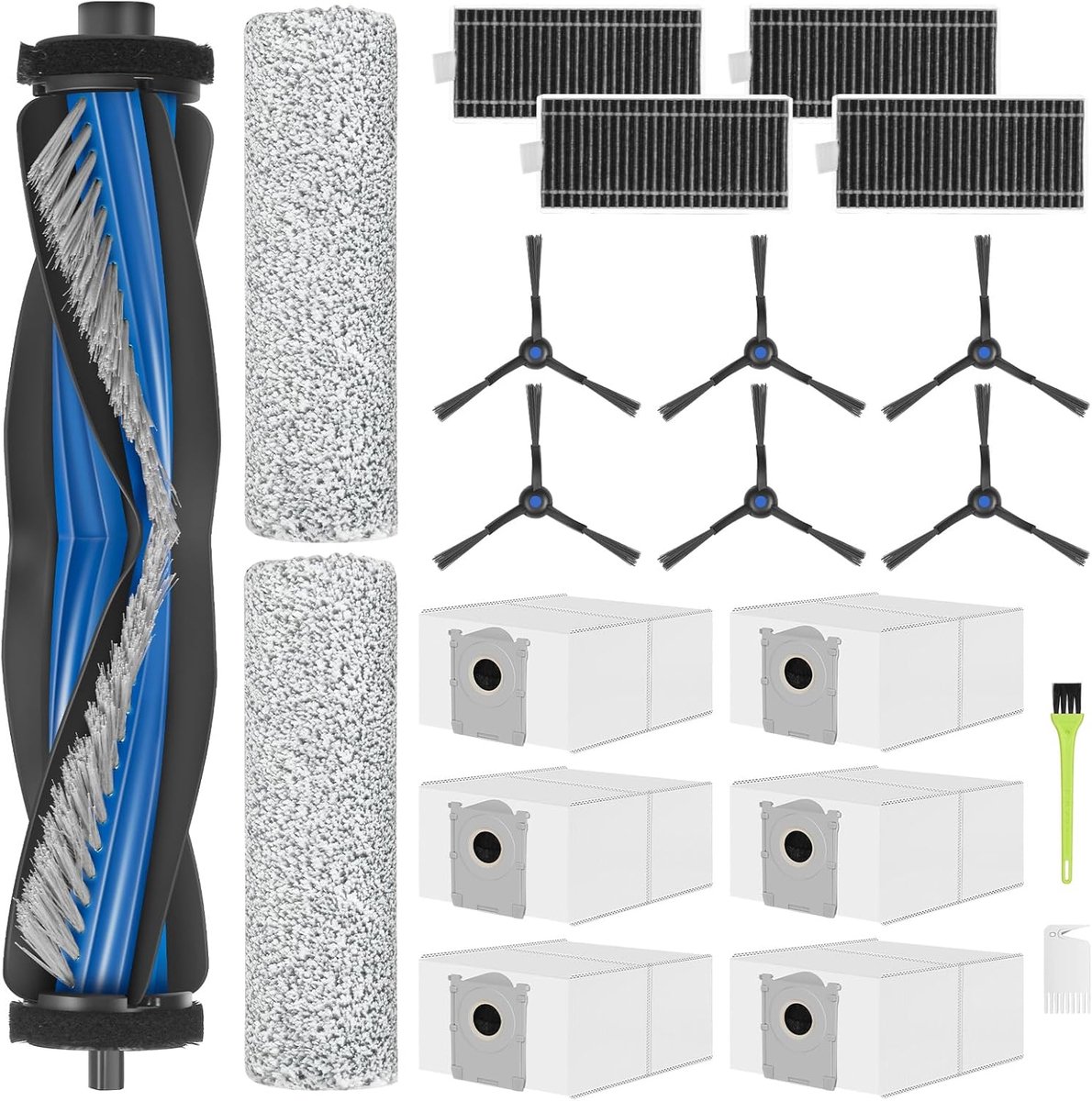 Reserveonderdelen voor Ecovacs Deebot X8 Pro Omni/X8 Omni stofzuiger, 1 hoofdborstels, 2 dweilen, 6 stofzakken, 4 HEPA-filters, 6 zijborstels, 1 set schoon gereedschap