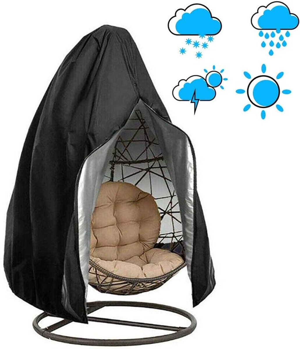Hoes 190x115cm Hanging Egg Chair Cover 210D Oxford-stof met PU-Coating Hoes voor Hangstoel Hangstoelafdekking Waterproof Regenhoes Ademend Anti-UV Garden Zwart