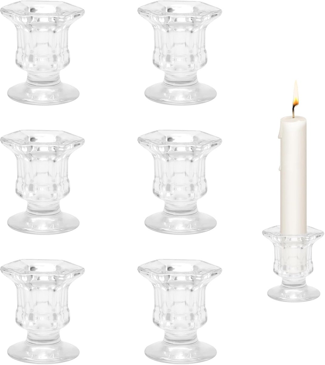 Kaarsenhouders, glas, staafkaarsenhouders, klein, transparant, voor tafeldecoratie, modern, kerstdecoratie, adventskrans, woonkamer, feest, tafeldecoratie, bruiloft, Halloween