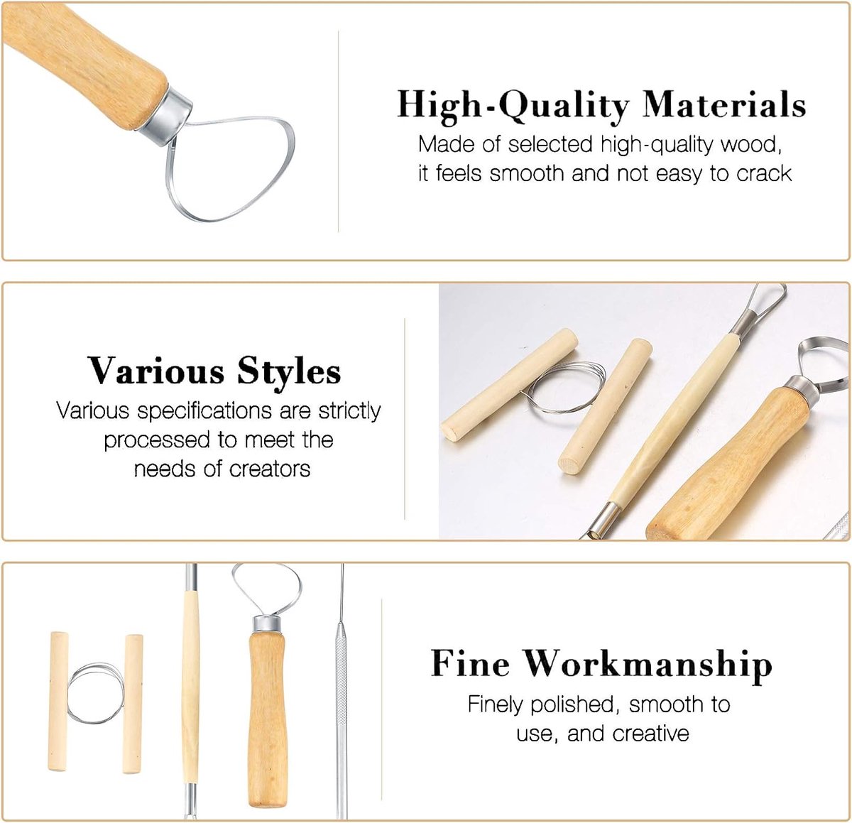 12-Delig Set Modelleergereedschap, Snijgereedschapset, Polymeer Klei Gereedschap, Pottenbakkers Gereedschap, Keramiek Gereedschap voor Ambachten, Beeldhouwen, Kunstenaars, Beginners — cadeau in Hobby - foto 7
