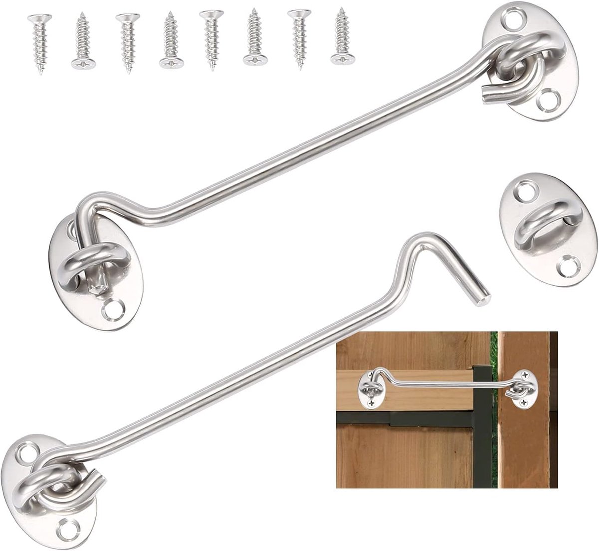 2 stuks stormhaken 15,2 cm (zilver)