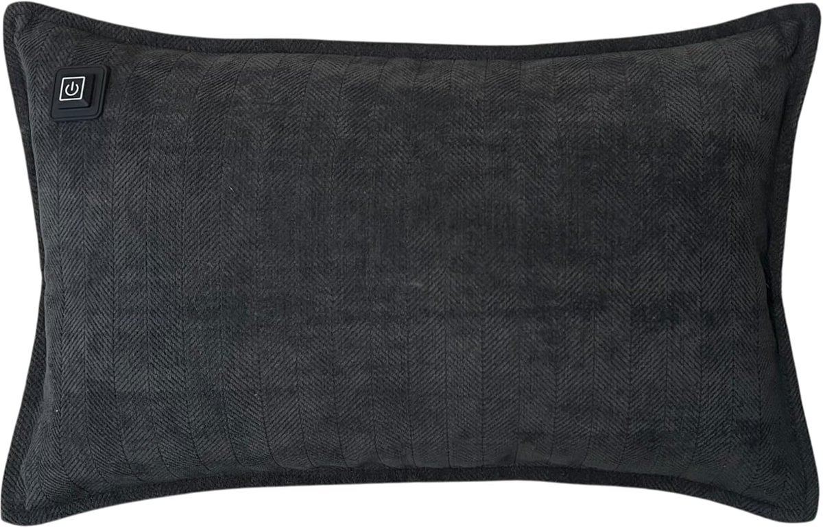 infrarood verwarmingskussen, warmtekussen met powerbank, chenille, 30 x 50 cm, flexibel inzetbaar en met geïntegreerde 3 m kabel te gebruiken (zwart)