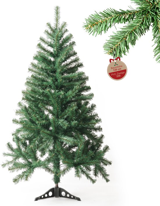 Arvioo Kunstkerstboom-120cm-Groen-PVC-Buigbare takken-Plastic voet