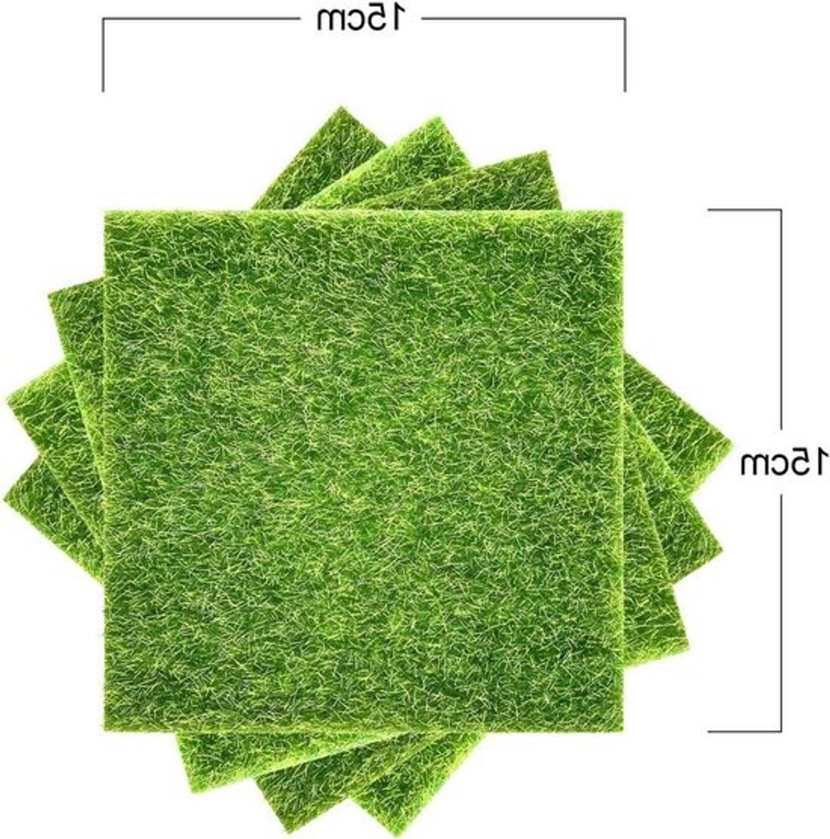 Kunstgras Tegels - Decoratie Gras - Miniatuur Tuin - Eenvoudig te Plakken - 4 Stuks 15cm - Groen