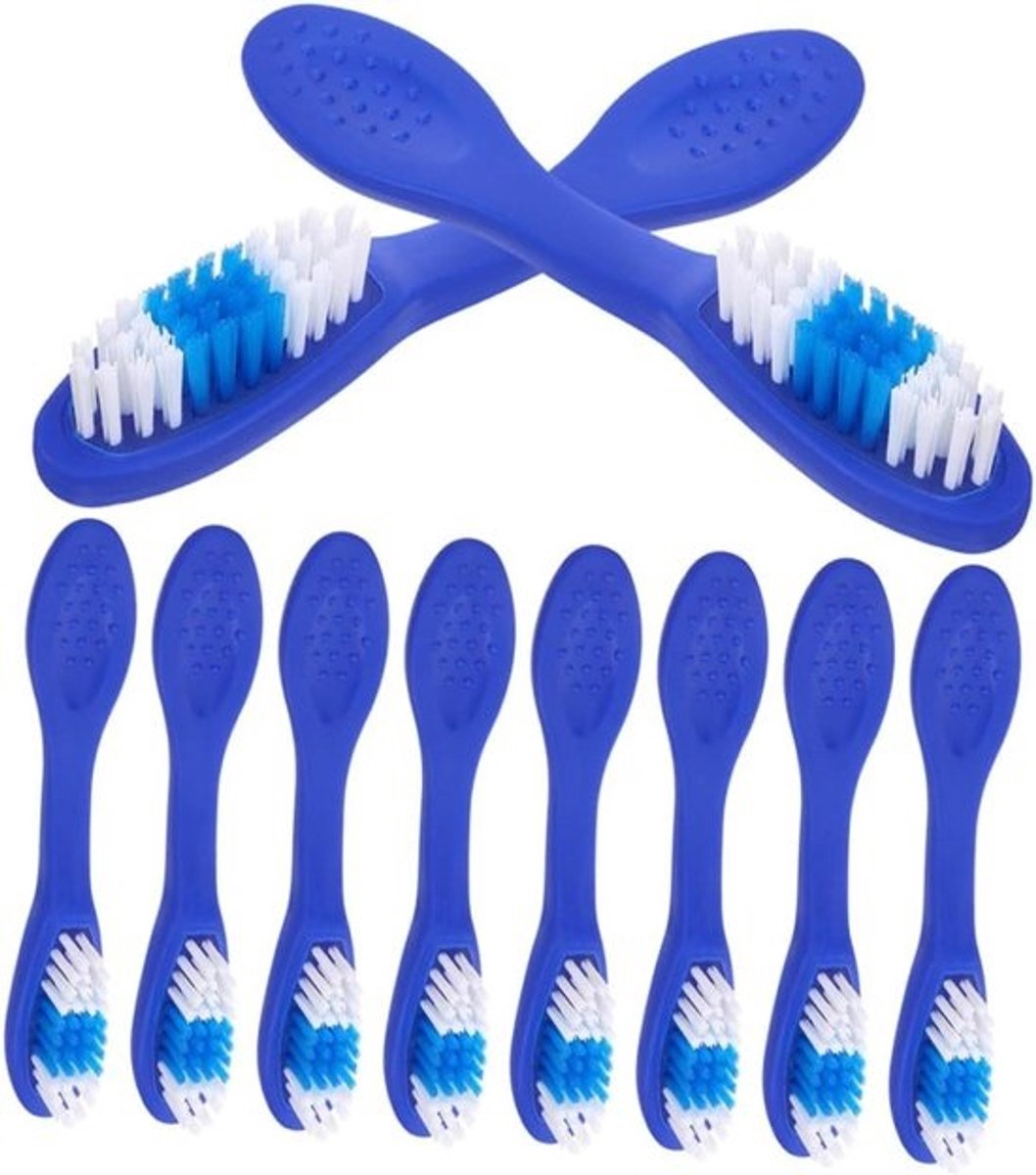 Mini Tandenborstels - Reisborstels - Hygiënisch Werken - Korte Steel - 20 Stuks - Blauw