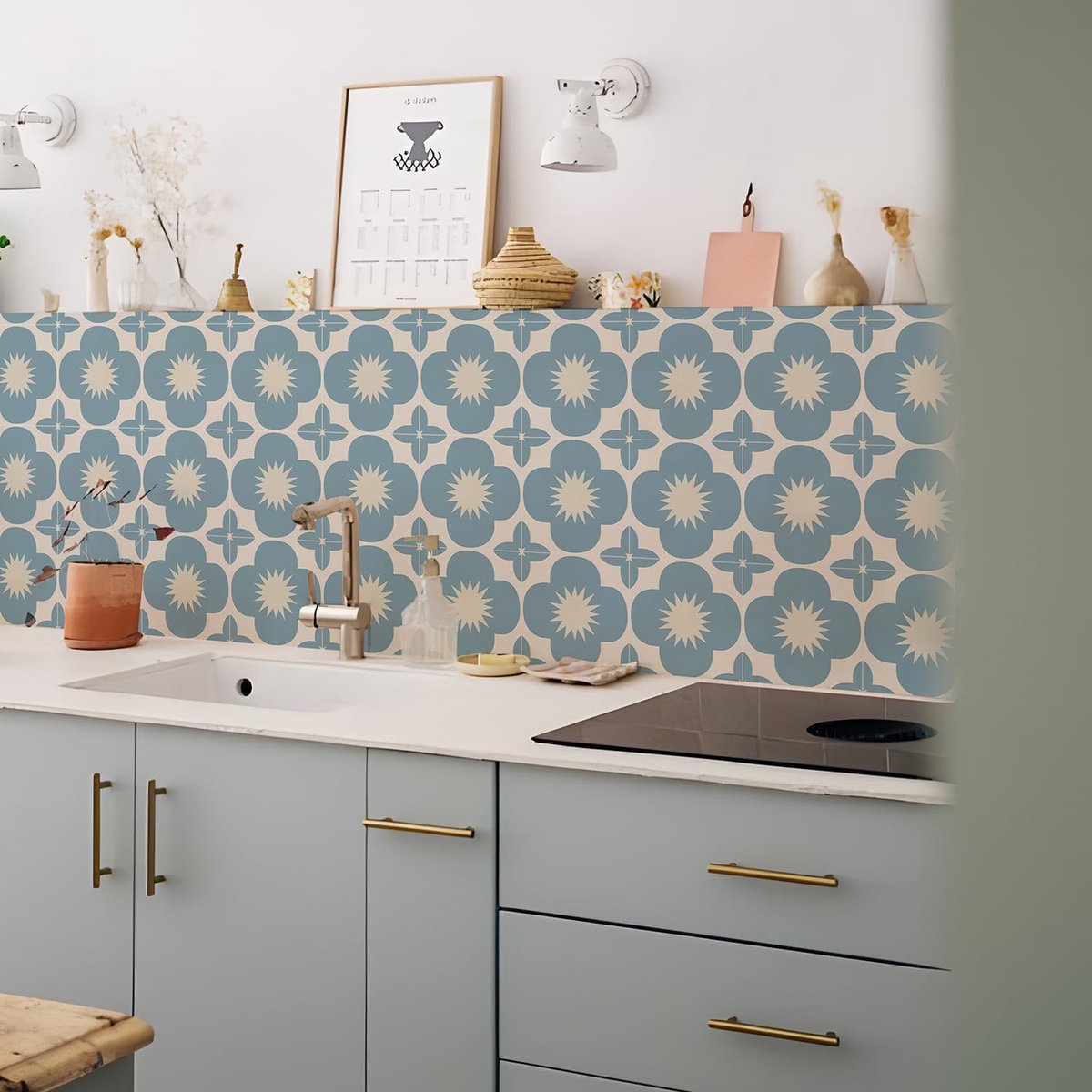 Tegelsticker, blauwe zelfklevende plaktegels, sticker voor badkamer, keuken, spatwand, beschermfolie losmaken en aanbrengen, wandtegelsticker van vinyl, 10 stuks x 15 cm