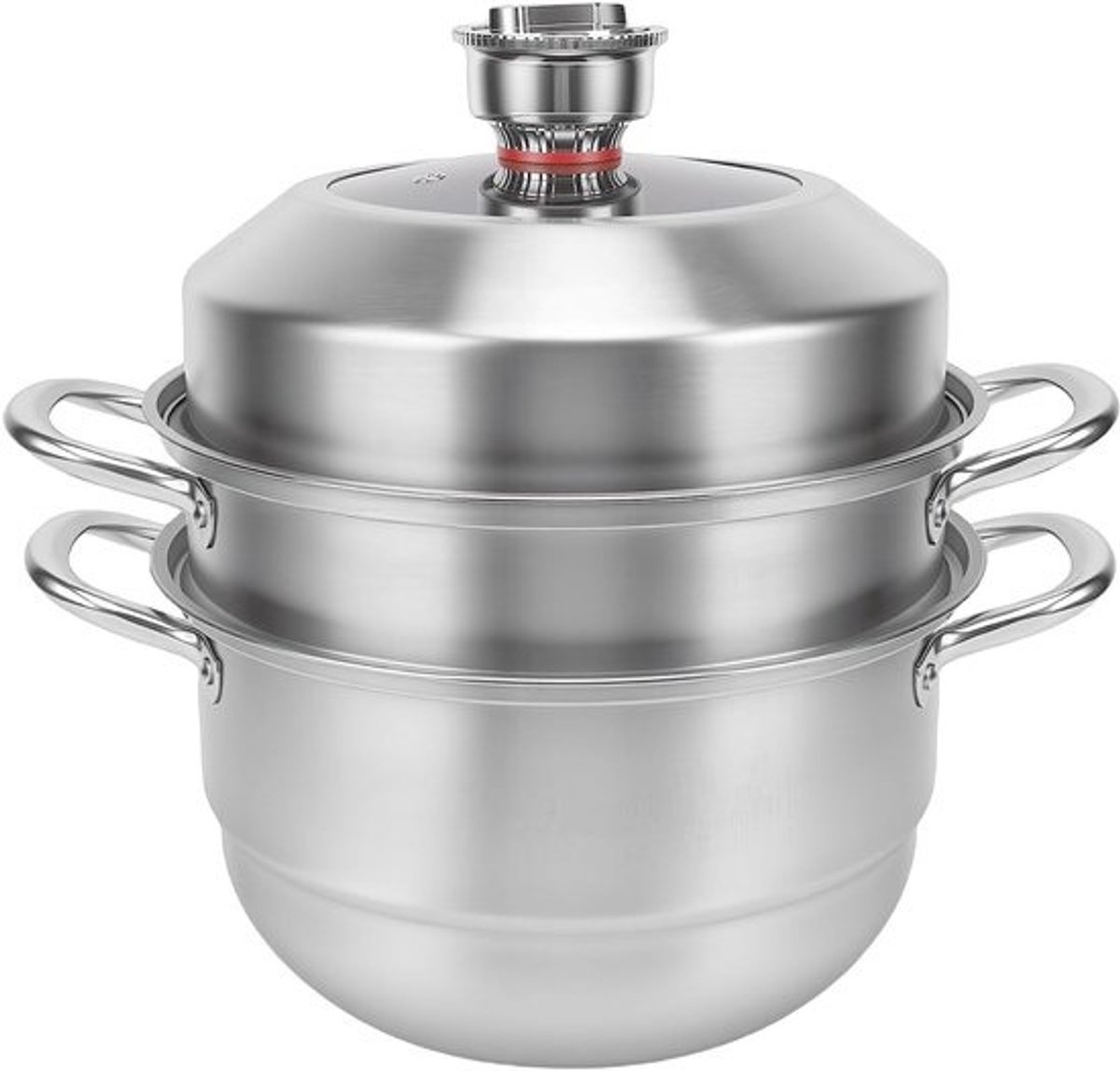Stoompot Roestvrij Staal - Stoompan Kookpan - Gezond Koken - Ingebouwde Timer - 3 Lagen