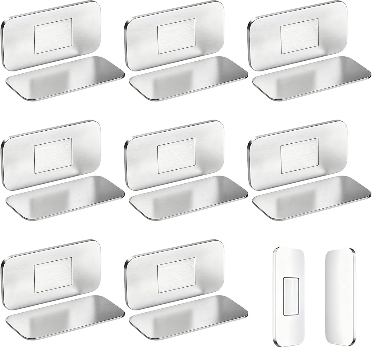 8 Stuks Zelfklevende Kastmagneten Zilver, Ultra Dunne RVS Deurmagneten Zonder Boren, Sterke Magneetsluiting voor Kastdeuren, Laden, Meubels en Keuken