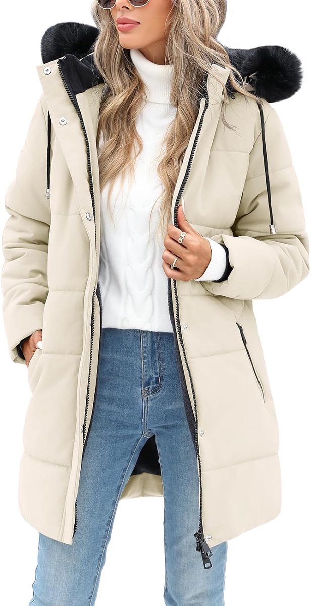 Jas jas dames winterjas gewatteerde jassen warme parka sweatshirt met capuchon van bont afneembaar gewatteerde jassen outdoor jas