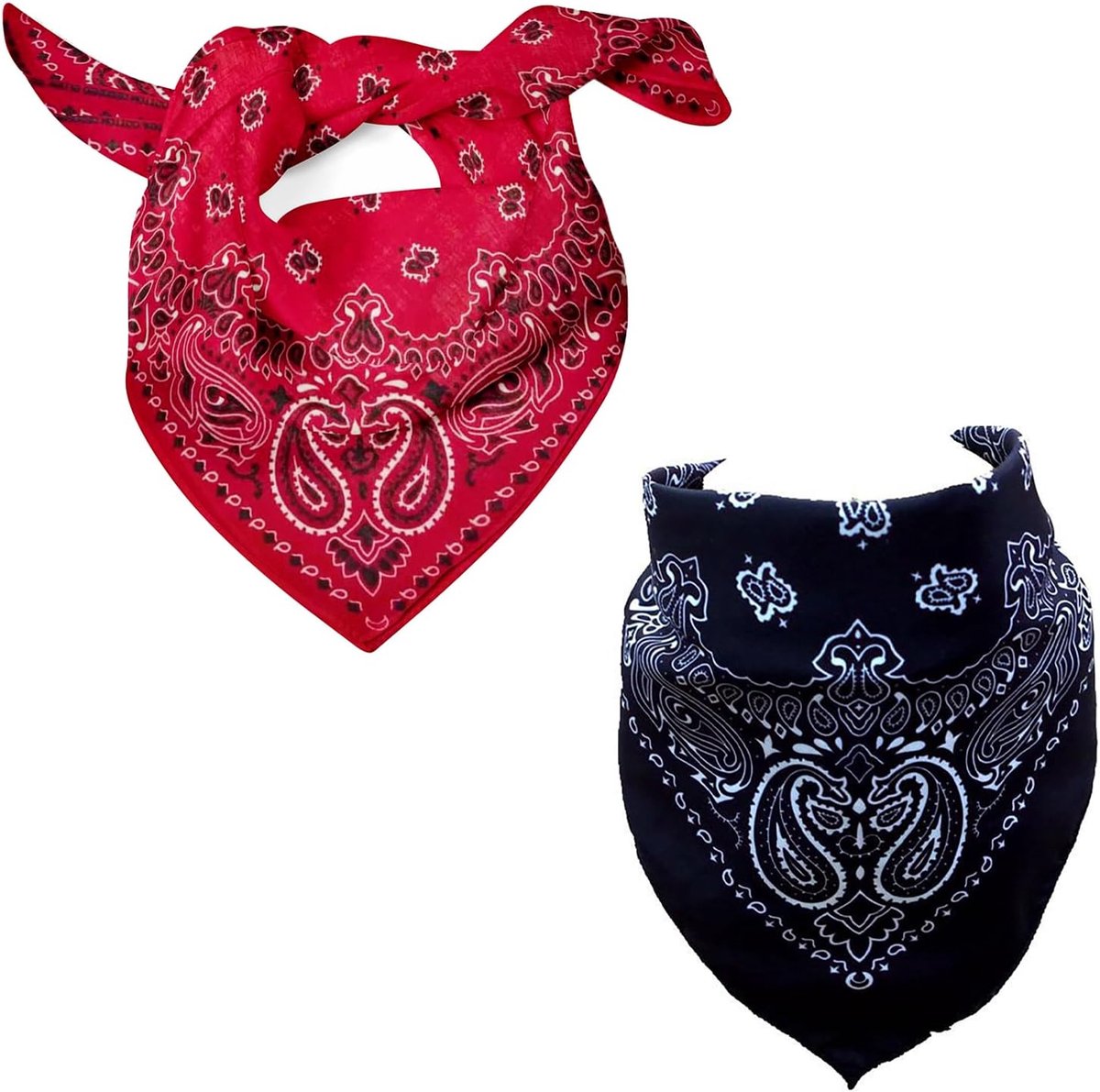 sjaal voor dames en heren, 2 stuks modieuze multifunctionele universele bandana - hoofd- en nekkleding, geschikt voor zomersporten (rood + zwart), Rood+Zwart, one size