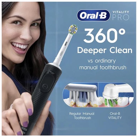 Oral-B Vitality Pro Clean - Elektrische Tandenborstel - 3 Poetsprogramma's - Timer - Zwart
