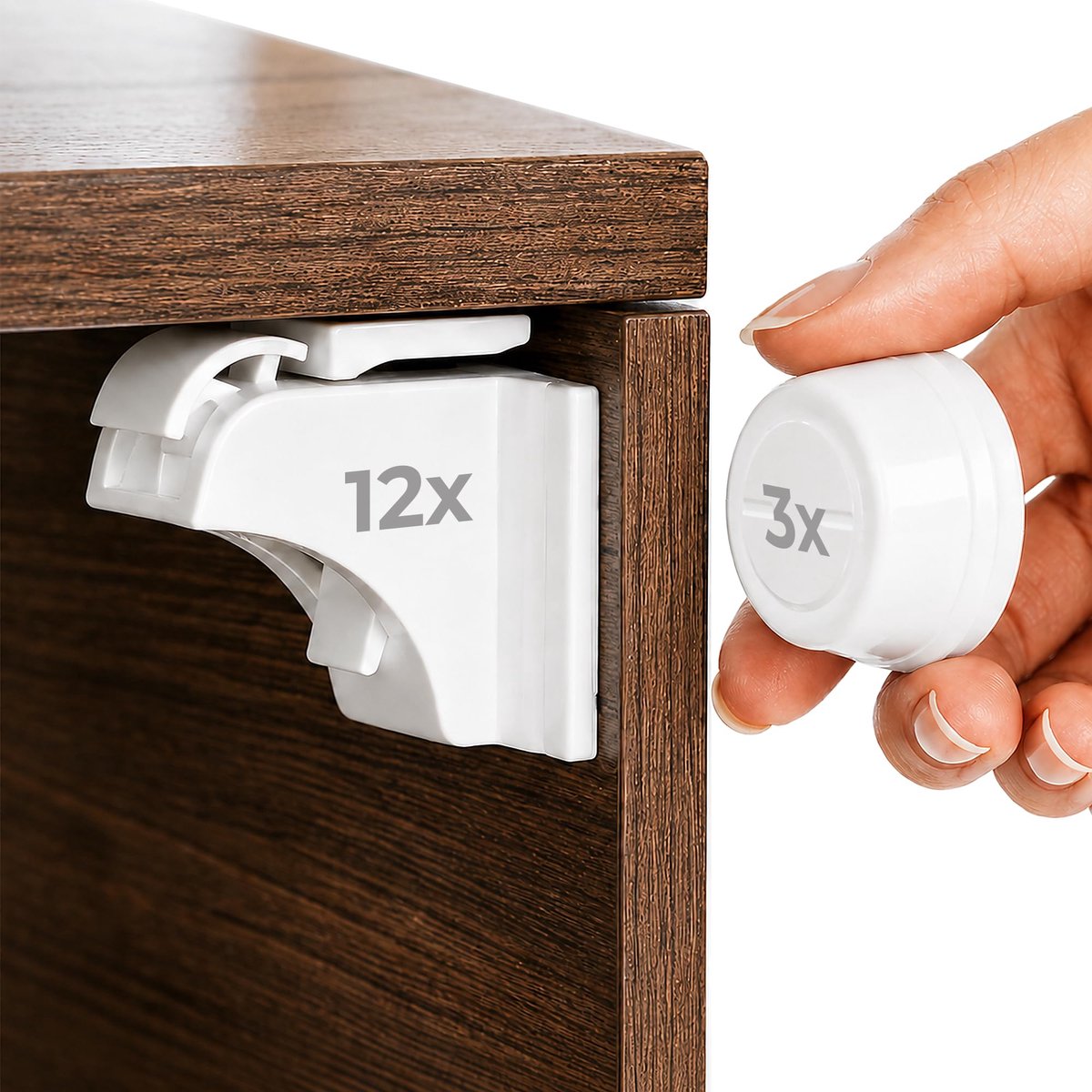 Magnetische Kinderbeveiliging - Onzichtbare Magneetsluiting - Zonder Boren - Voor Kasten en Lades - Wit - 12 Sloten + 3 Sleutels
