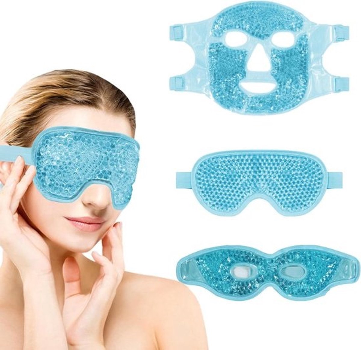 Verkoelend Slaapmasker - Gezichtsmasker Gel - Ontspanning en Herstel - Hot & Cold Therapie - 3 Stuks - Geel