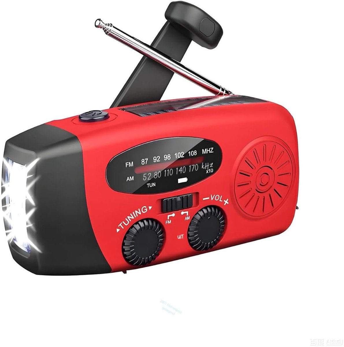 JCP® Zaklamp Opwindbaar - Zaklamp Opwindbaar en Batterij - Camping Noodverlichting - Rood - 10cm x 18cm x 9cm