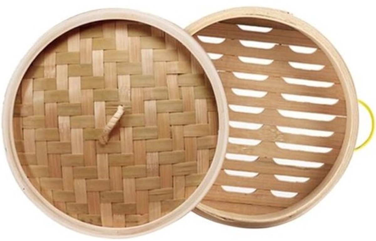 Bamboe Stoommand - Chinese Stoompan - Gezond Koken - Natuurlijk Materiaal - 20 cm Diameter - Houtkleur