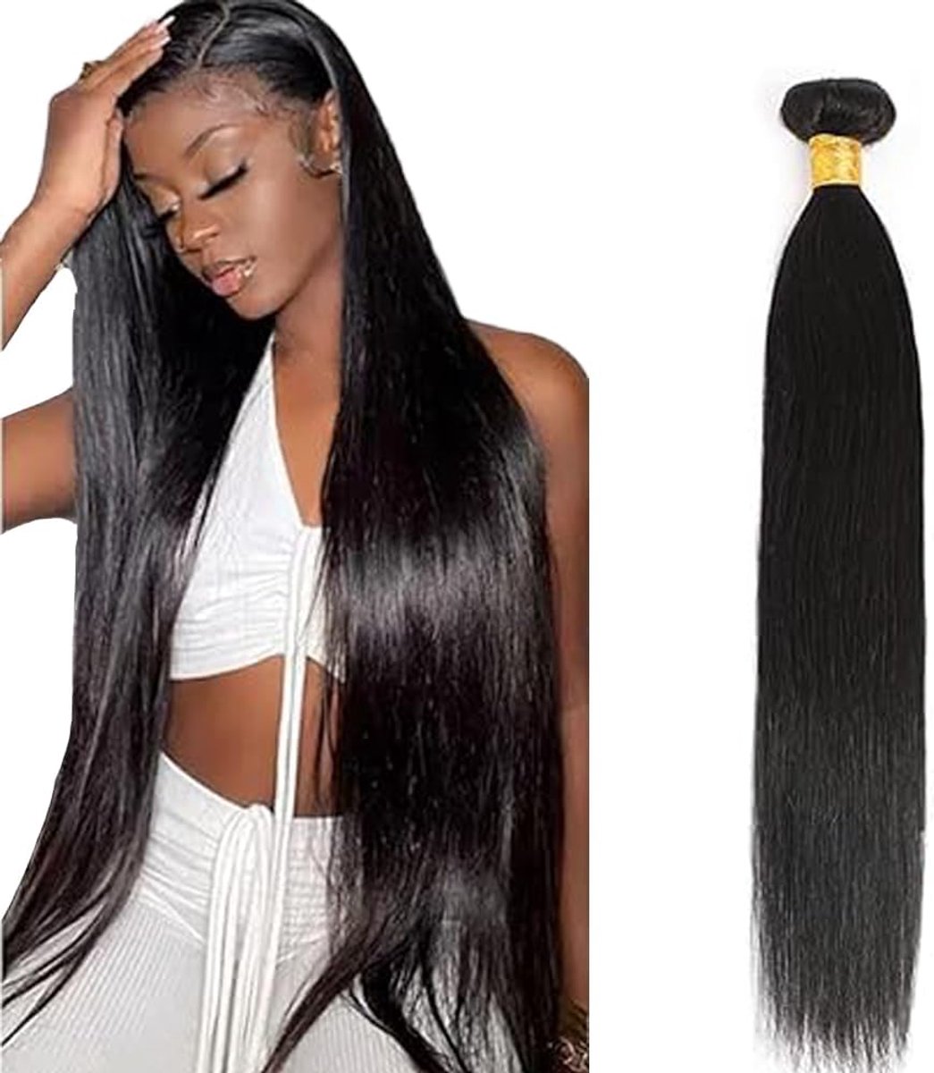 Hair Extensions Human Hair Bundles Sew in Bundles Human Hair Straight Natural Black Double Weft Extensions for Women Minimal Smell Low Shedding 30 Inch