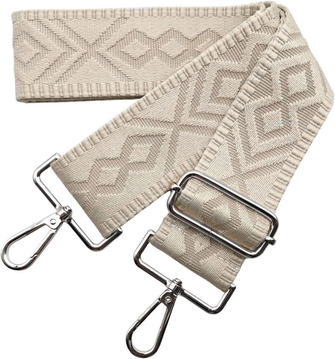 Schouderriem voor tas, brede riem, verstelbaar, verwisselbare handtas met zilveren gesp, voor dames, doe-het-zelf, accessoires, beige, 5 cm, 11