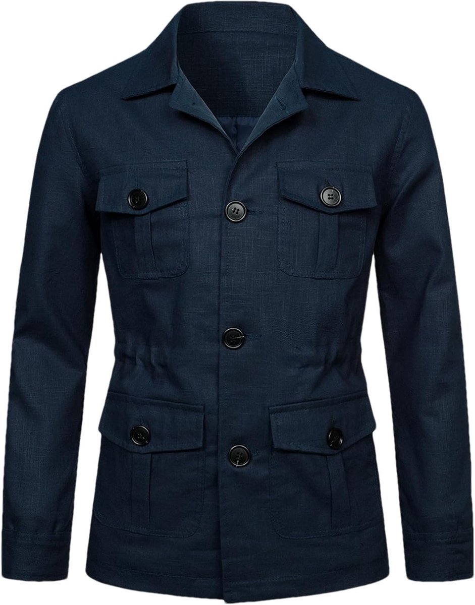 linnen herenjack met knopen ademende casual blazers jas met zakken