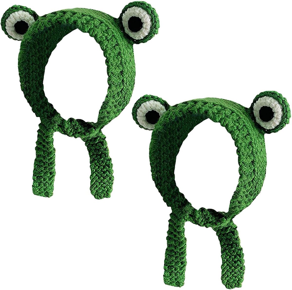 Set van 2 Kikker Gebreide Hoeden, Grappige Gebreide Hoeden, Leuke Cartoon Gebreide Hoeden, Cosplay Accessoires, Groen, M