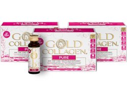 GOLD COLLAGEN PURE – Vloeibaar Collageen Supplement – 5000 mg Marien Collageen – Huid, Haar & Nagels – Hyaluronzuur & Vitamine C – 30 x 50 ml - 30 flesjes = een volledige maandvoorraad