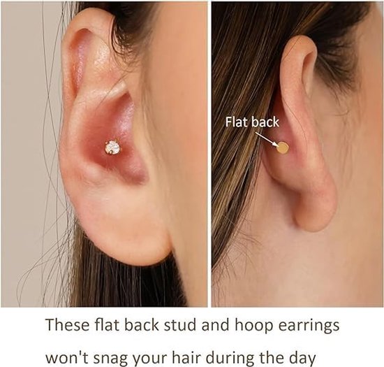 Studs Rvs Push in Neus Studs Ringen 16G Cz Tragus Kraakbeen Helix Conch Lip Labret Medusa neusgat Piercing Sieraden — afbeelding 4