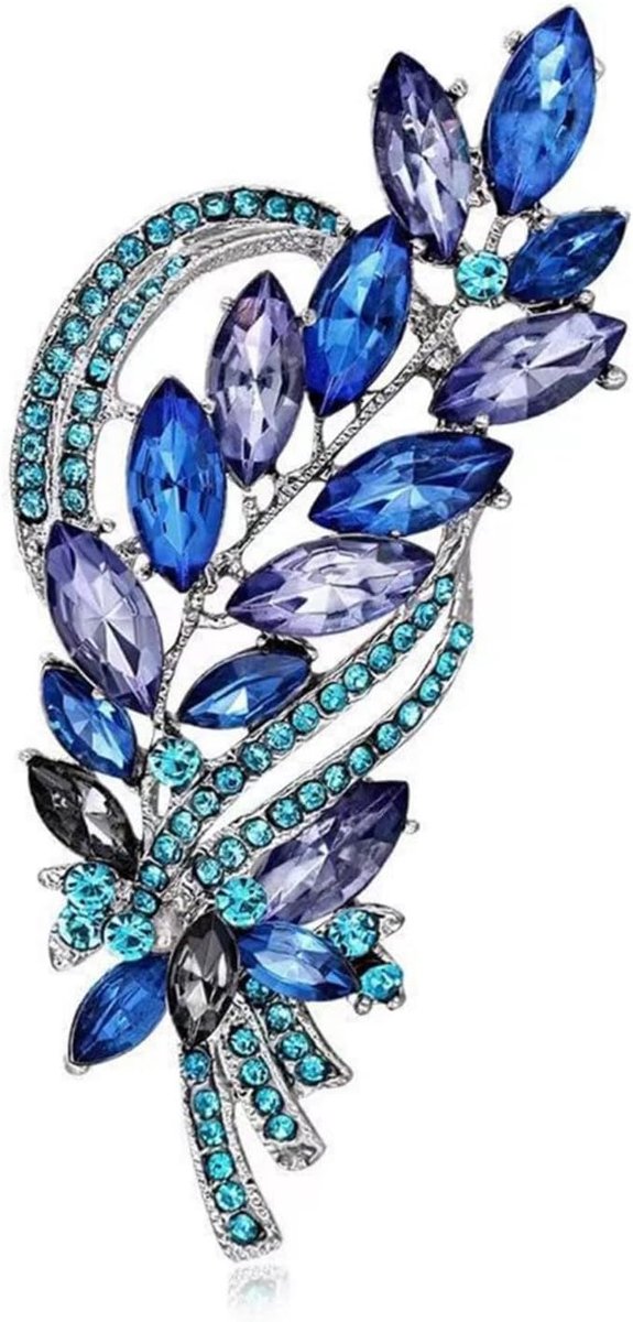 blauwe tarwe oor broche voor vrouwen - vintage strass & kristal jurk pin, elegante revers accessoire voor bruiloft, trui, sjaal