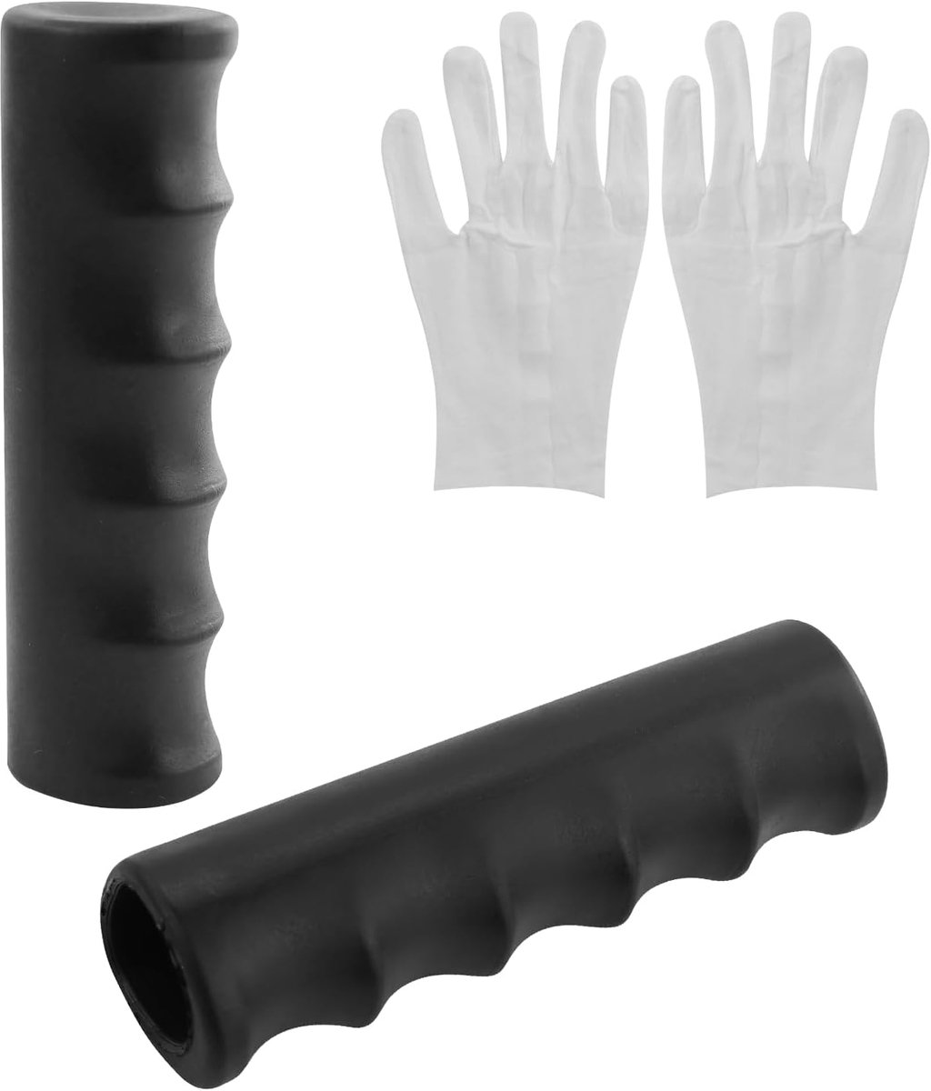 2 stuks zwarte antislip kruiwagengrepen met handschoenen, binnendiameter reservegrepen voor steekwagen, kruiwagen