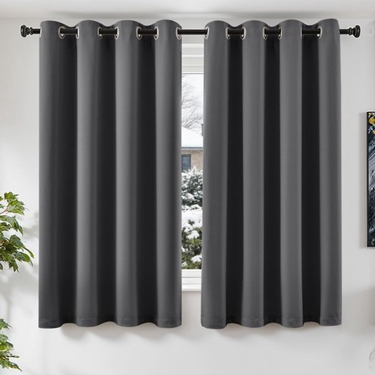 Verduisterende Gordijnen met Oogjes 2-Delige Set 160x140 cm Donkergrijs