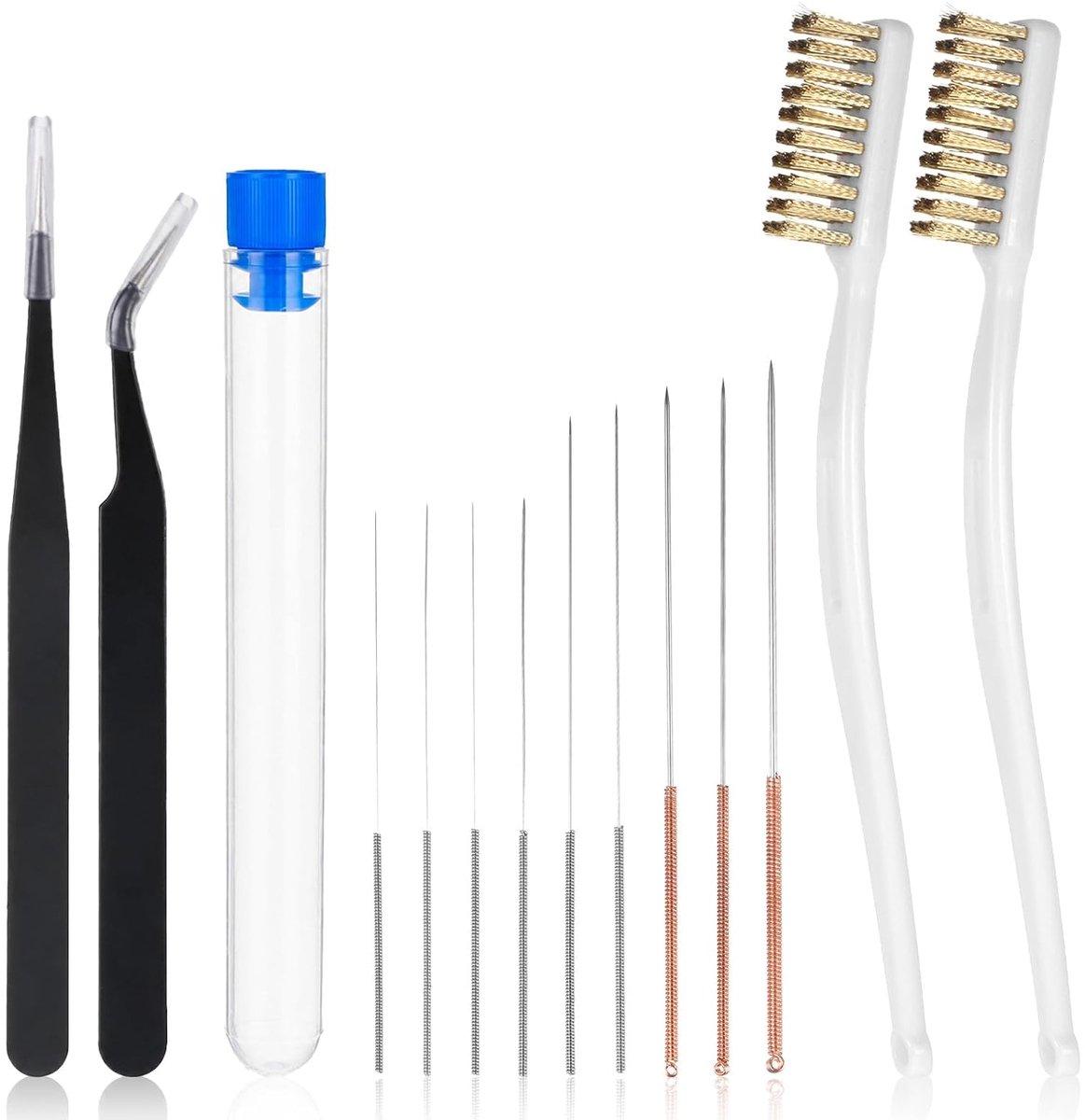 Reinigingsset voor 3D-printers, 14 stuks, sproeierreinigingsset, 3D-printersproeierreiniger, naaldenset, printmondreiniger, kit, 3D-printaccessoires, printeraccessoires, gereedschap met borstel en