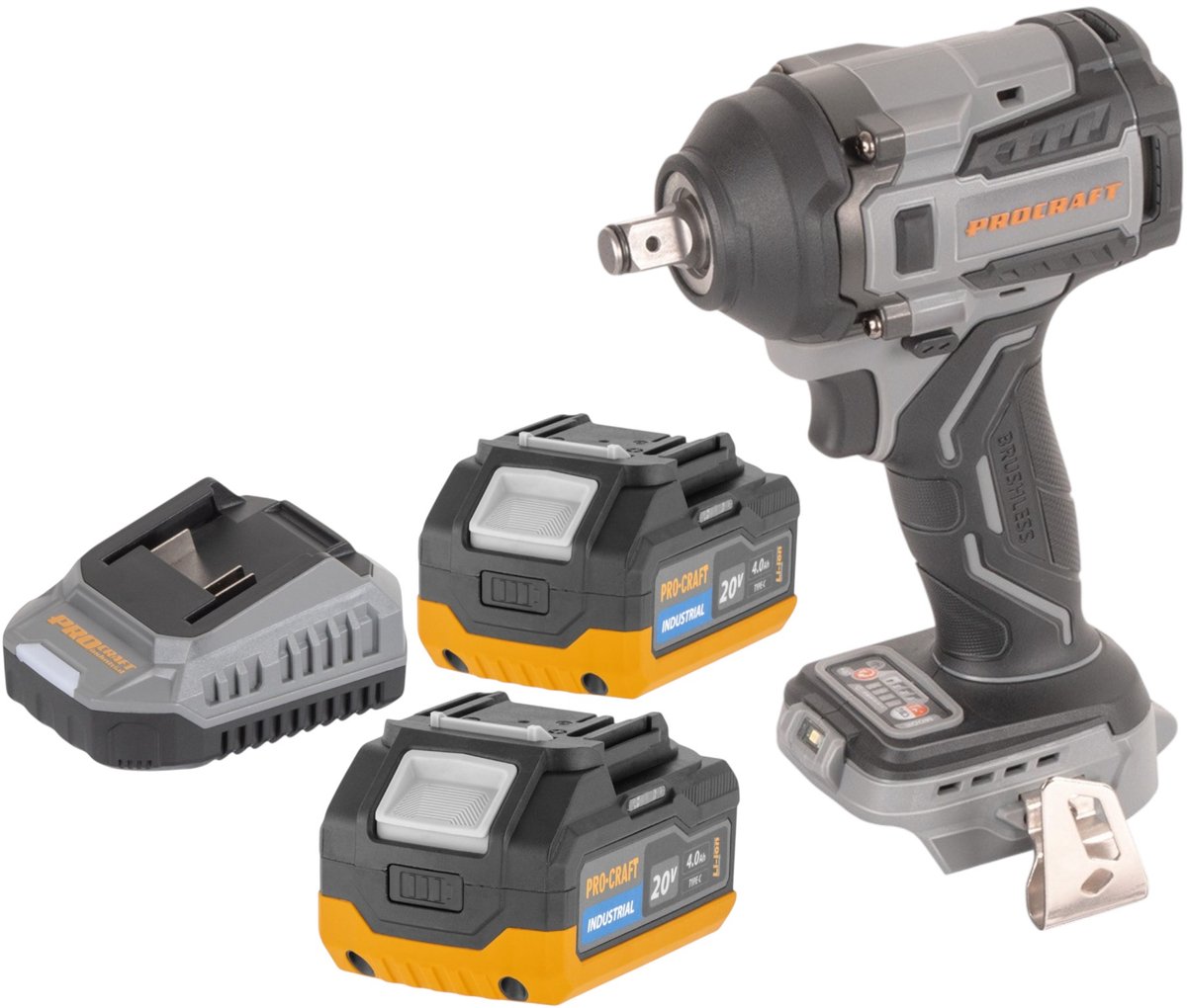 Procraft Industrial IW550Abb accu slagmoersleutel 20 V 550 Nm 1/2" Solo - zonder accu, zonder lader