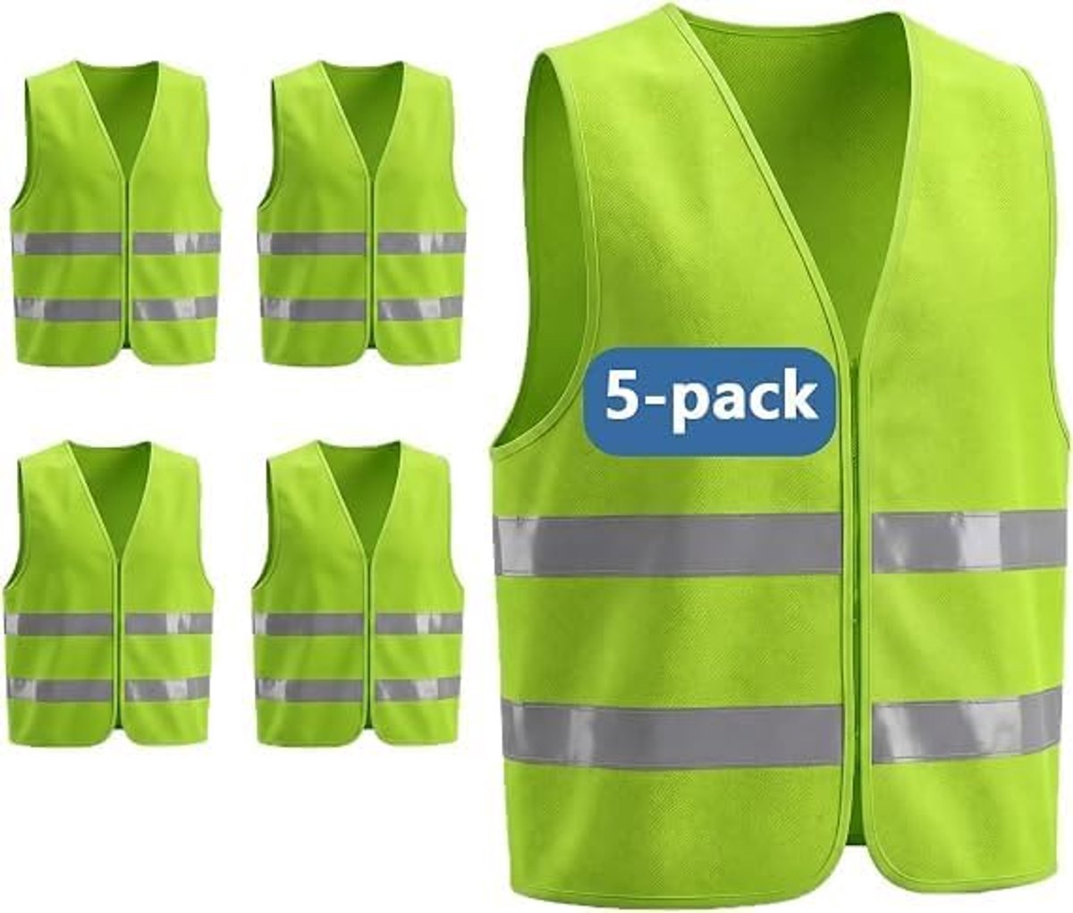 Auto 5-delige set - Reflecterend waarschuwingsvest geel & veiligheidsvest voor volwassenen, waarschuwingsvestn voor in de auto, praktisch waarschuwingsvest voor op de fiets
