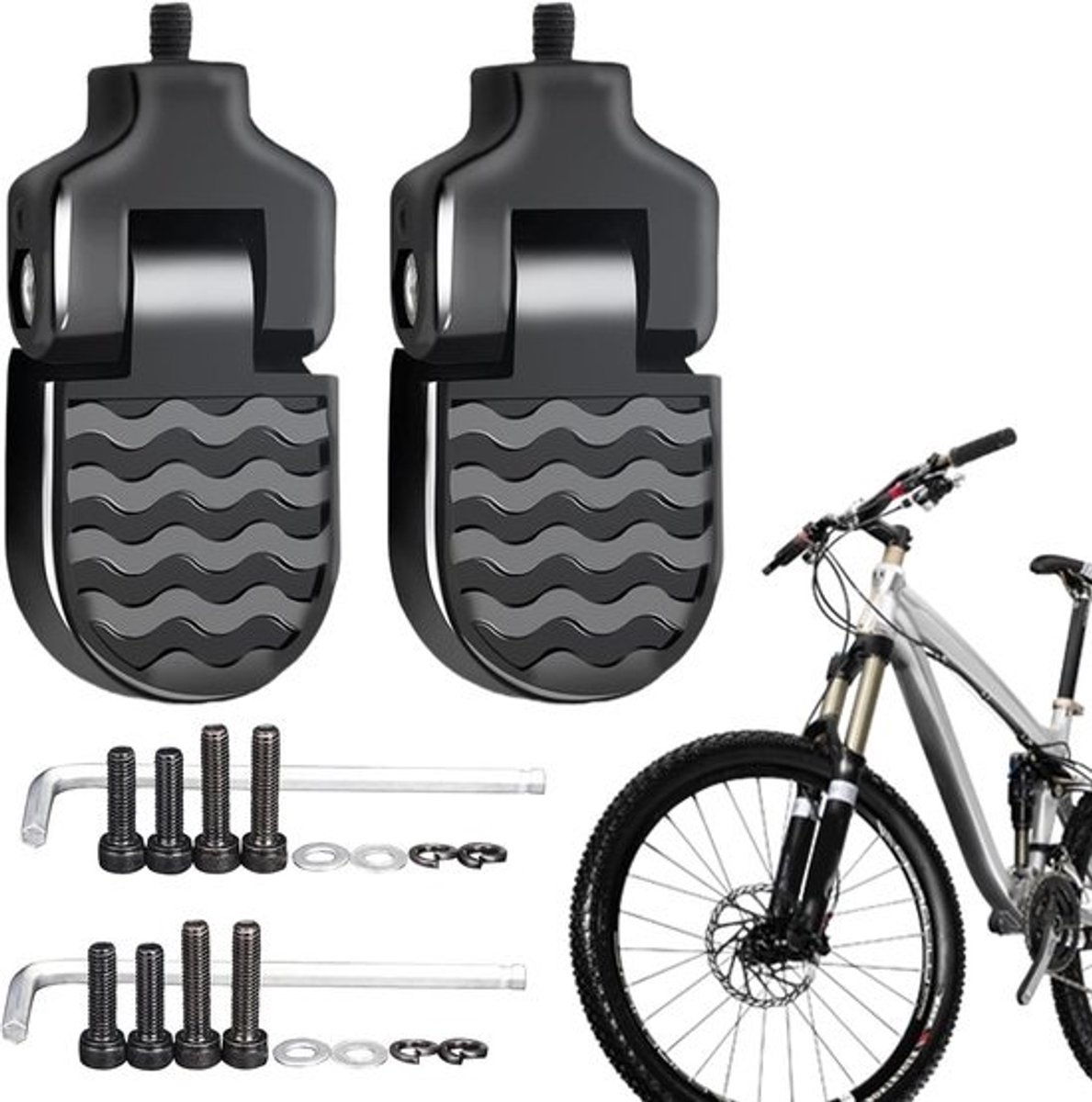 Fiets Voetsteunen - Opvouwbare Pedalen - Veiliger Fietsen - Antislip Ontwerp - 8 x 4 cm - Zilver