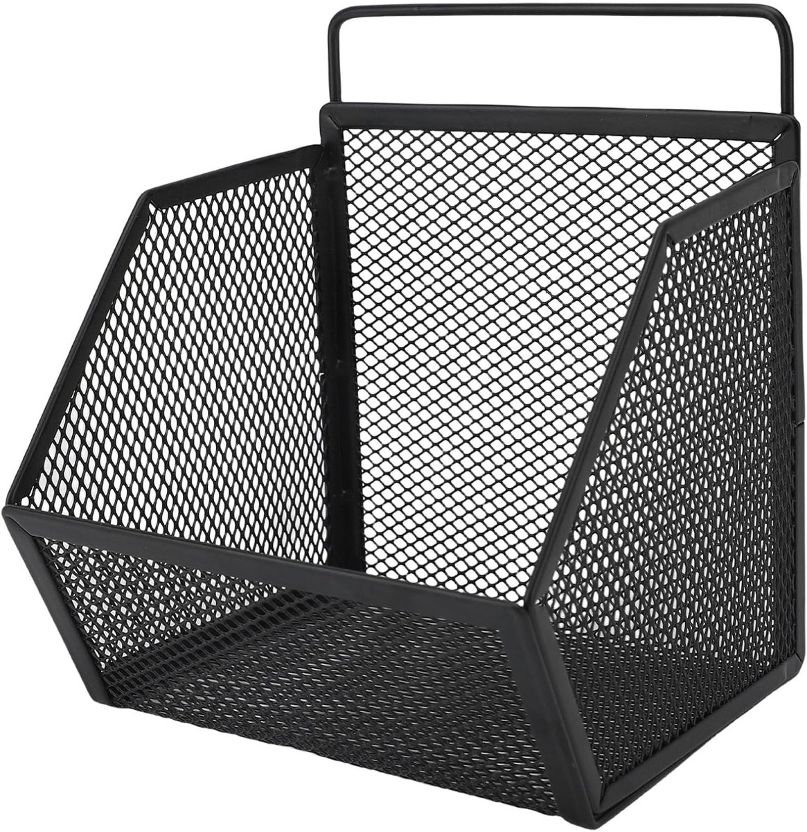 Hangende Draadmand Klein 13,2x10x15cm Zelfklevende Metalen Opbergruimte voor Keuken Badkamer Slaapkamer (Zwart)