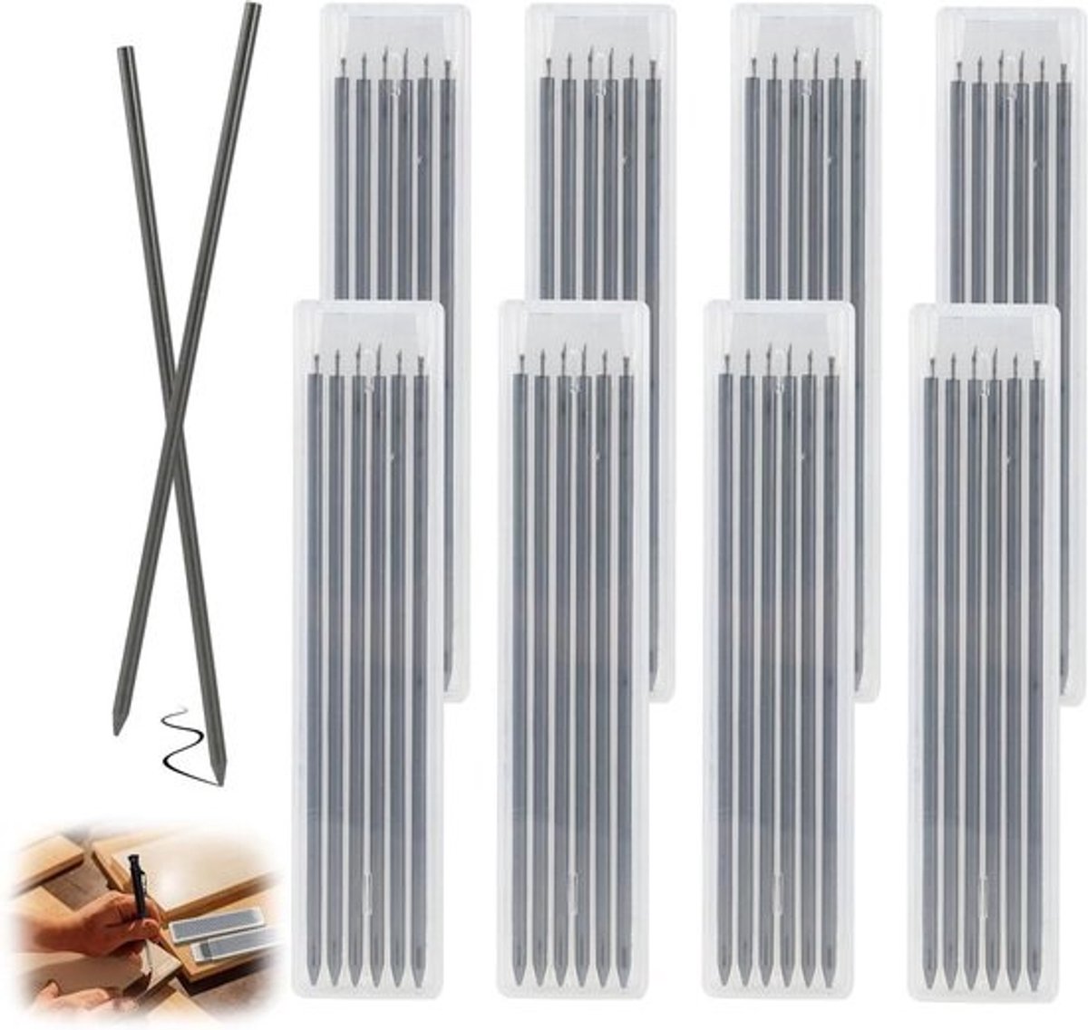 Potloodvullingen Timmerman - Reserve Stiften - Markeren op Bouwplaats - Waterdicht Grafiet - 2.8 mm - Zwart