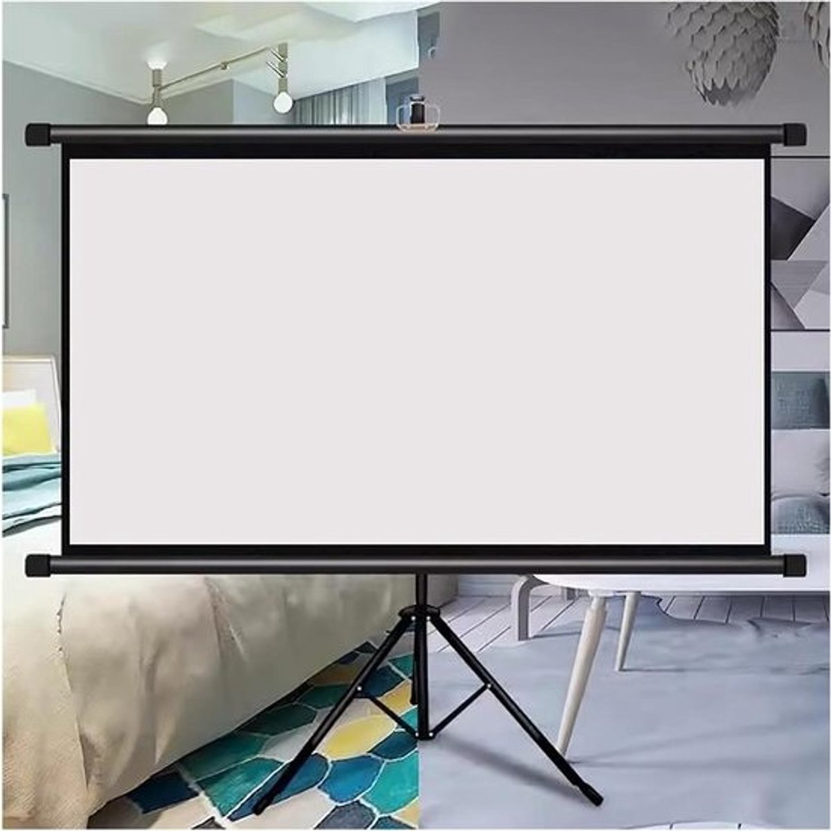 Projectiescherm met Standaard - Mobiel Scherm Tripod Scherm - Film Kijken Buiten - Inklapbare Statiefpoten - 40-60 Inch - Wit
