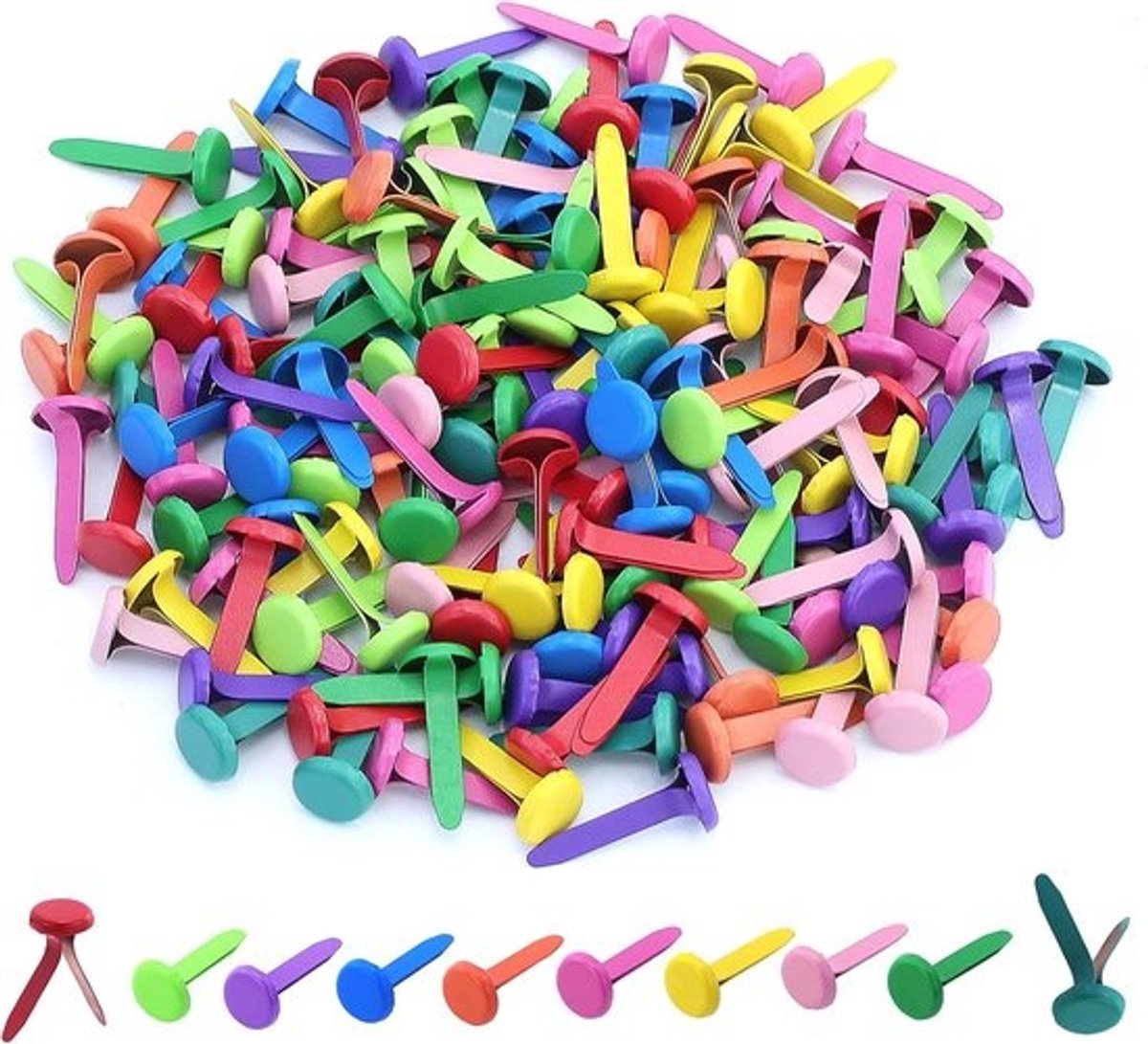 150x Kleine Metalen Rondkop Clips voor Papier, Knutselen en Kantoor – Bloemkop Nietjes