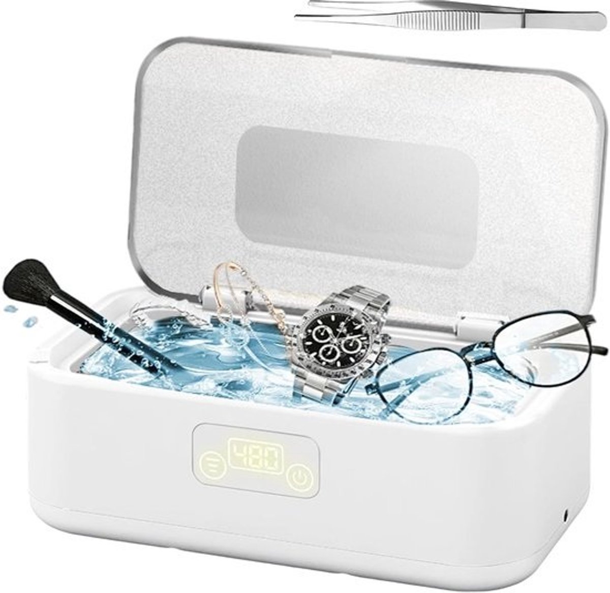Ultrasoon reiniger - Sieraden reiniger - Snel voorwerpen reinigen - 5 reinigingsmodi - 800 ml inhoud - Wit
