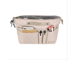 Organizer damestas voor handtassen, tas organizer van polyester met meerdere vakken en ritssluiting voor longchamp, tassen Le Pliage L en andere (beige, M)