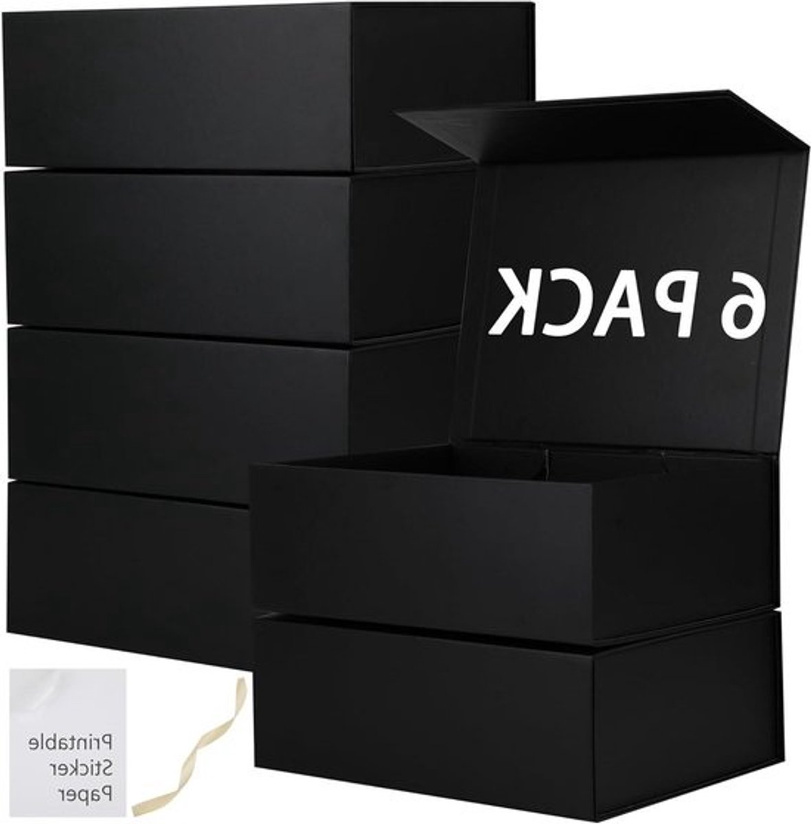 Set Geschendozen - Bruidsmeisje Dozen - Cadeau Presentatie - Inclusief Lint Stickers - 30x20x10 cm - Zwart