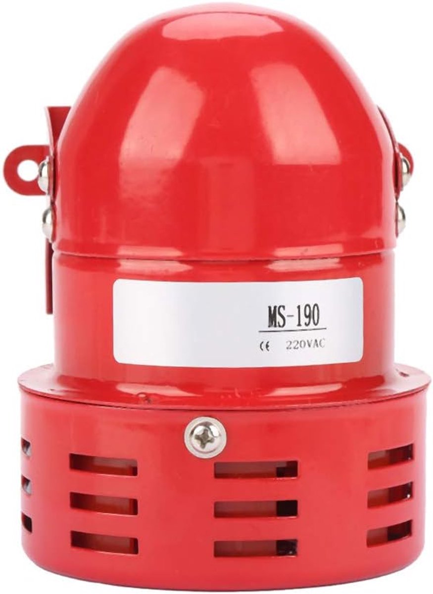 220v 110dB MS-190 Mini Metalen Sirene Alarm, Industrieel Geluid Zoemer Voor Elektrische Beveiliging Tegen Diefstal - Rood